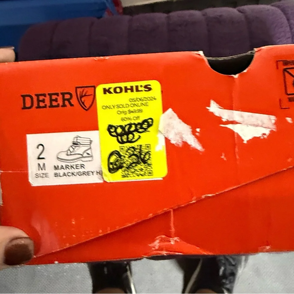 Deer Stags Kids Marker waterproof Black work Boots Size 2 thinsulate lined